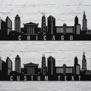 chicago skyline metal wall art